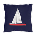 Central Park Model Sailboat  Navy Outdoor Pillow  – Cozy Hamptons Patio Throw Cushion