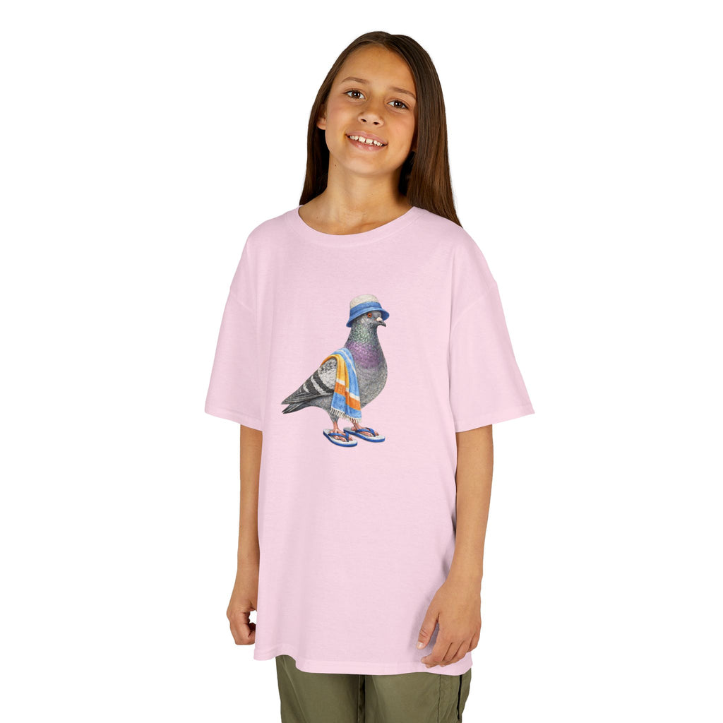 Customizable Coney Island NYC Pigeon Kid Tee —  Cute Bird Beach Bum T-Shirt for Children