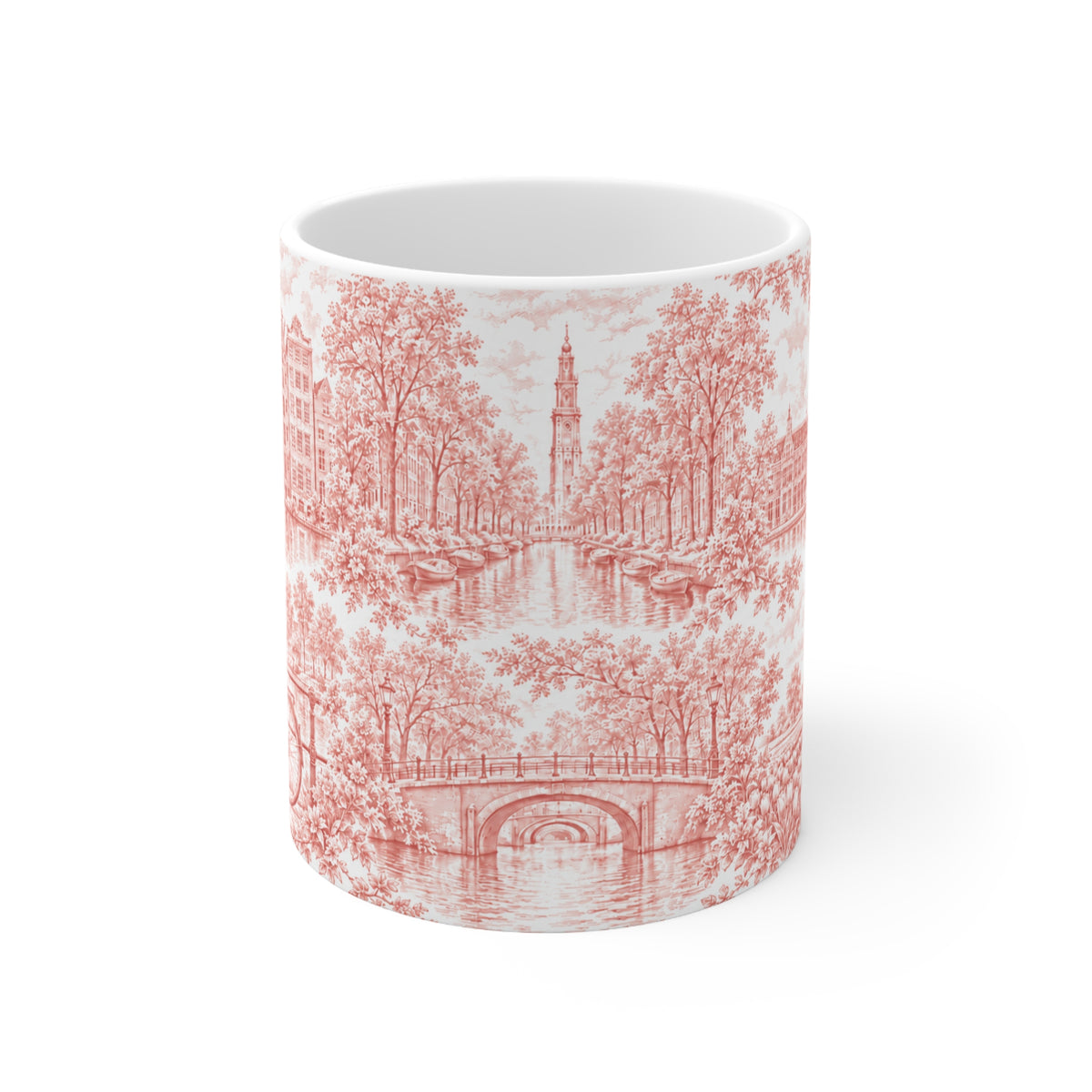 Amsterdam Red Toile de Jouy Ceramic Mug — (11oz; Ships from Europe)