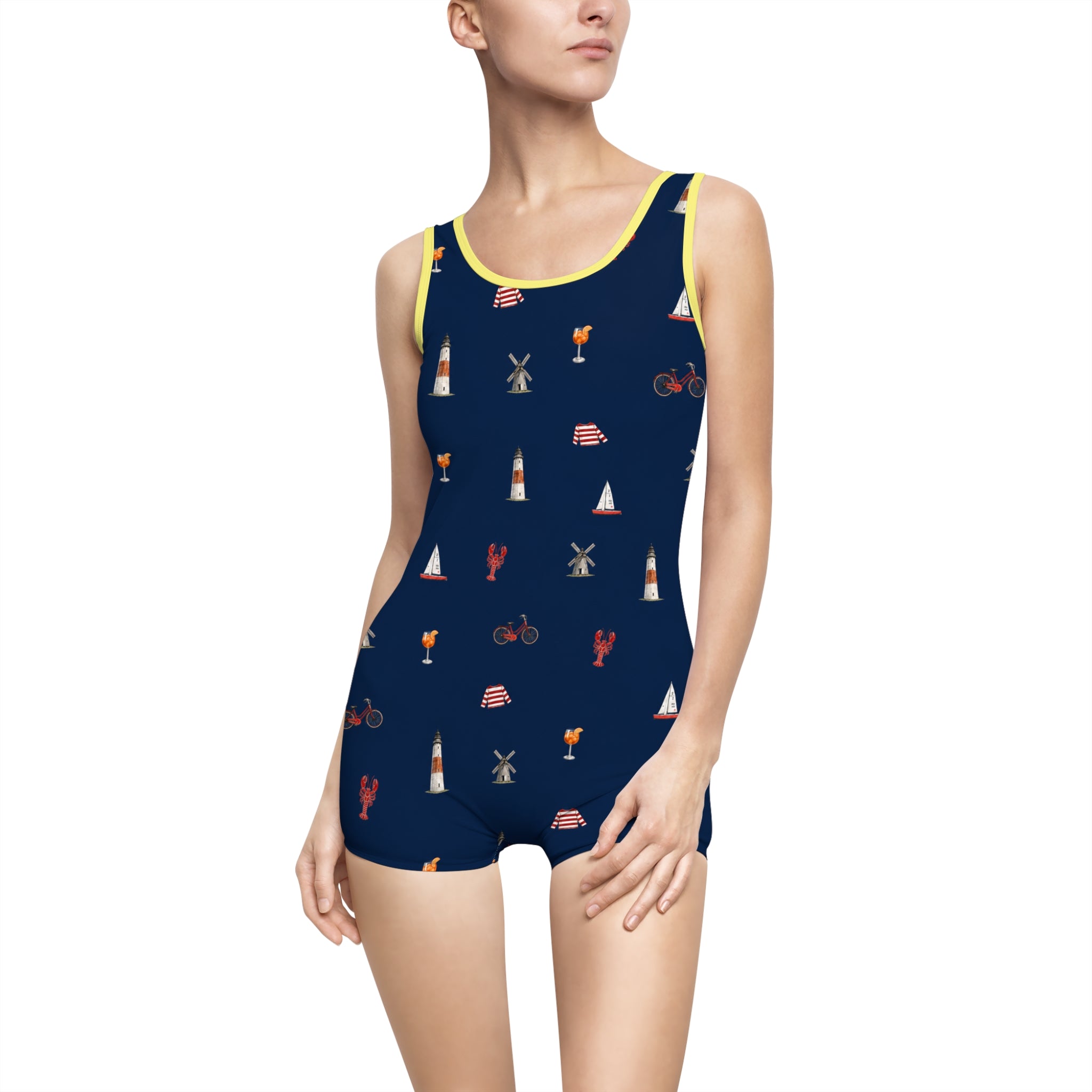 Icons of the Hamptons One-Piece Swimsuit — Nautical Navy Women’s Swimwear