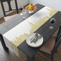 Gold Midtown New York City Skyline Table Runner — NYC Manhattan Cityscape Table Decor for Modern Dining