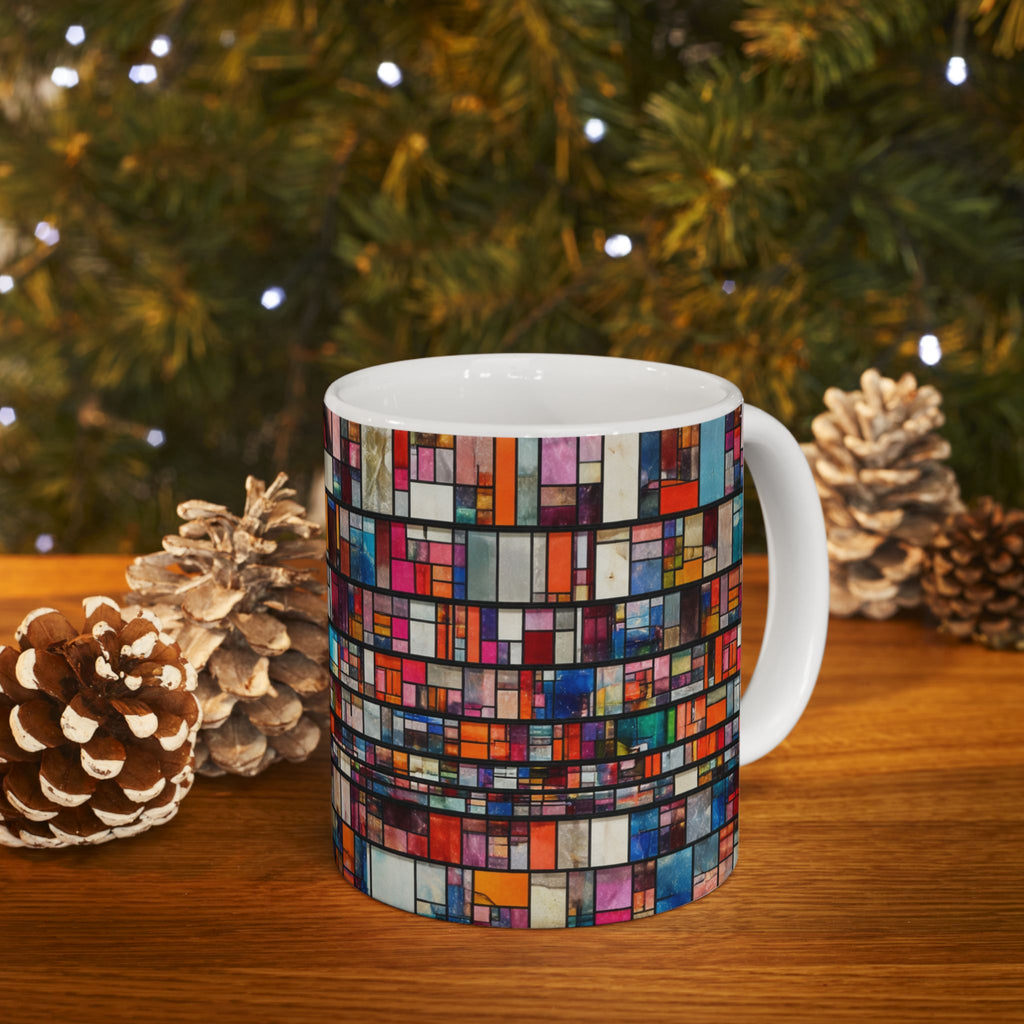 DUMBO Brooklyn Mosaic Water Tower Mug | Colorful Geometric Ceramic Mug 11oz