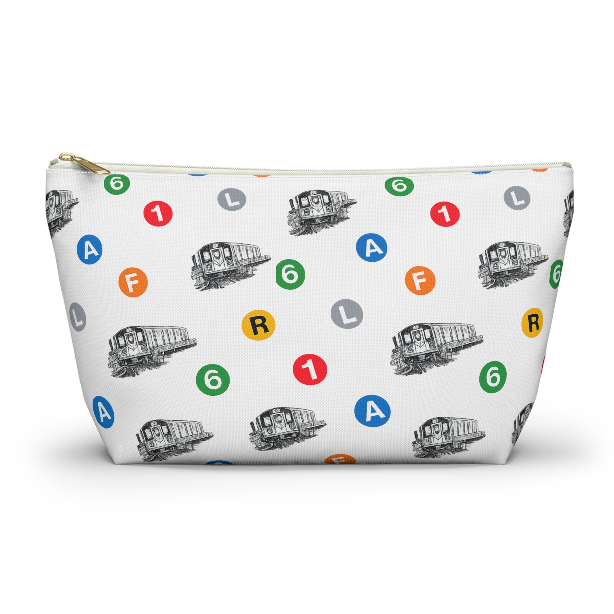 New York Subway Train Transit Icons Large Accessory Pouch — T-Bottom Makeup Bag