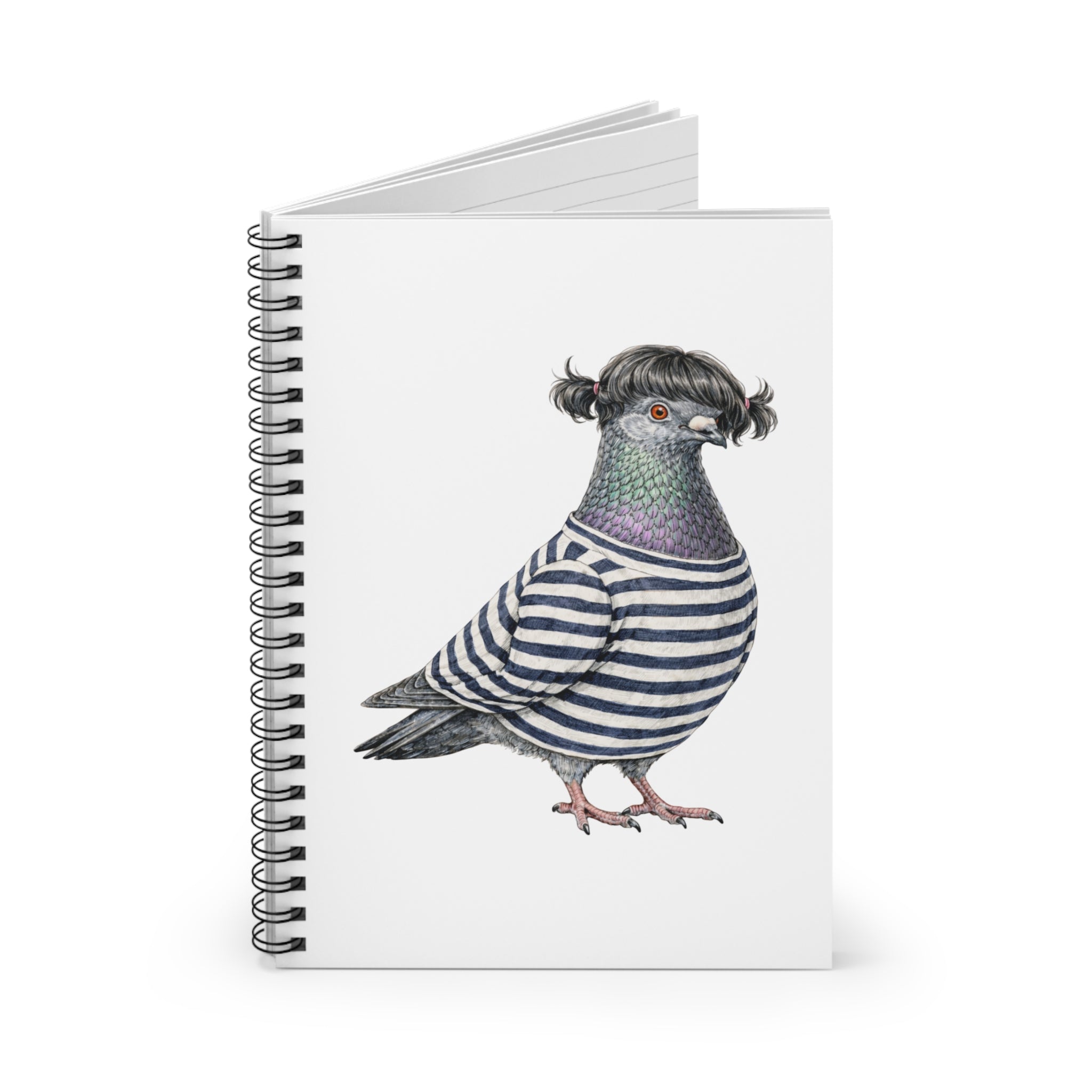Customizable Williamsburg NYC Pigeon Spiral Journal | Brooklyn Mona Lisa Hipster Bird Lovers Notebook