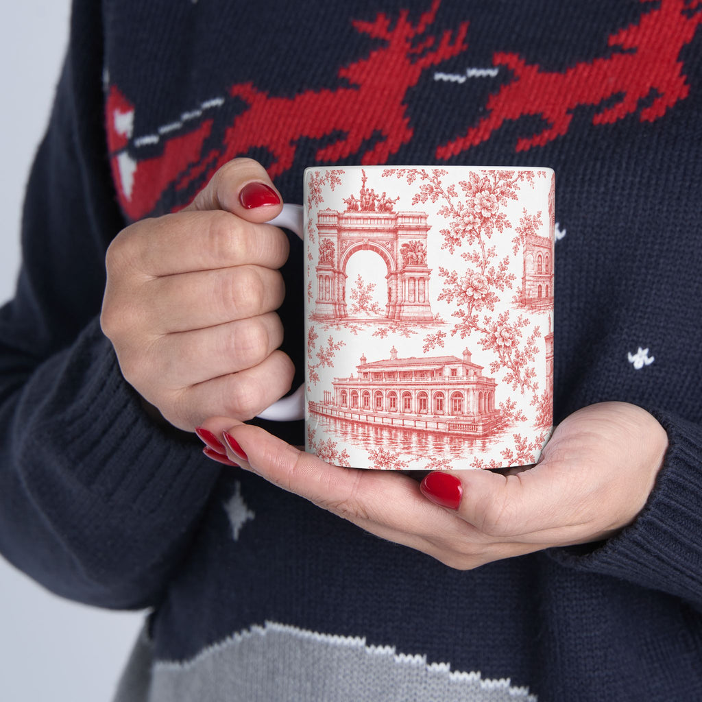 Park Slope Red Toile de Jouy Mug | NYC Chinoiserie Ceramic Coffee Cup