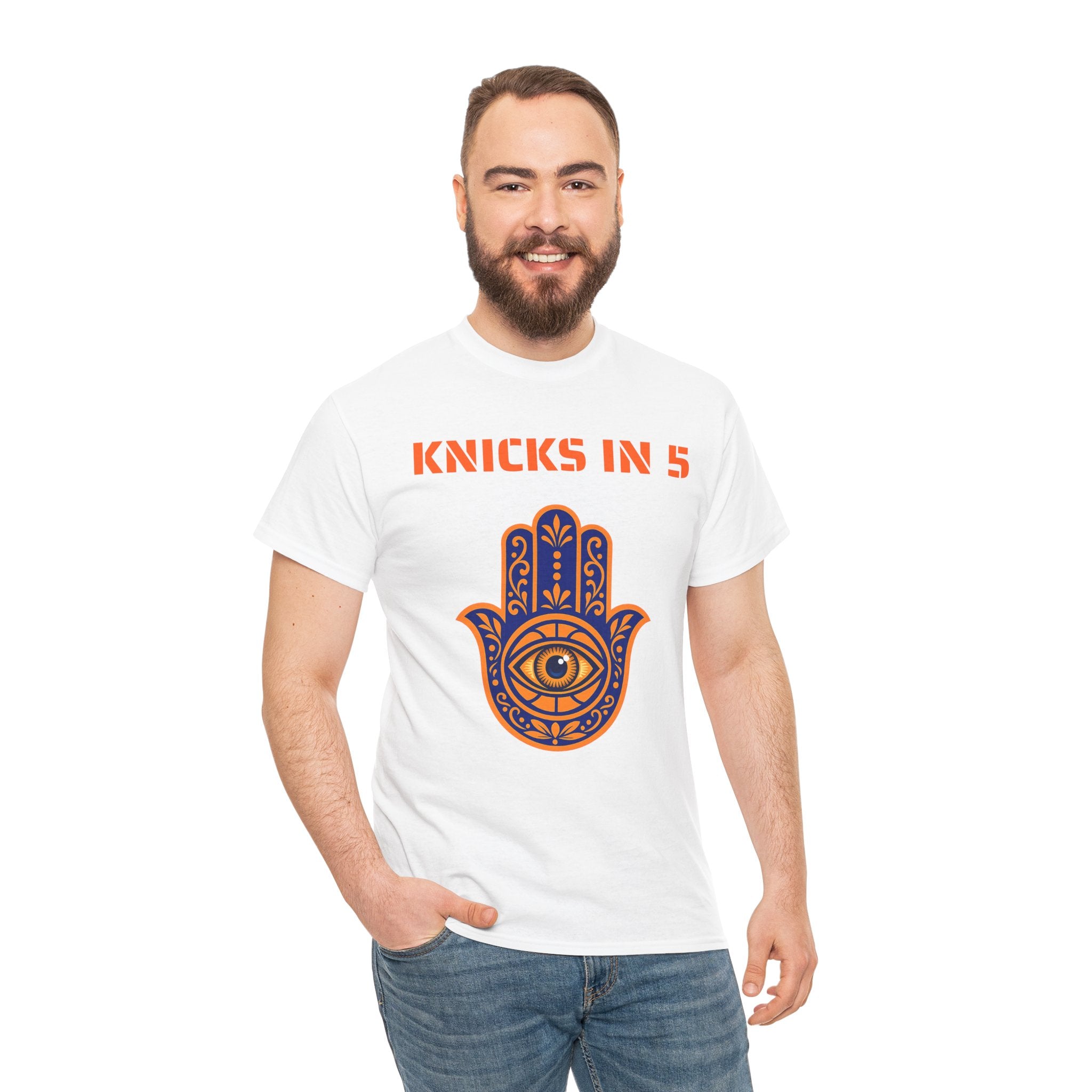Knicks In Five Tee | New York Basketball Hamsa T-Shirt