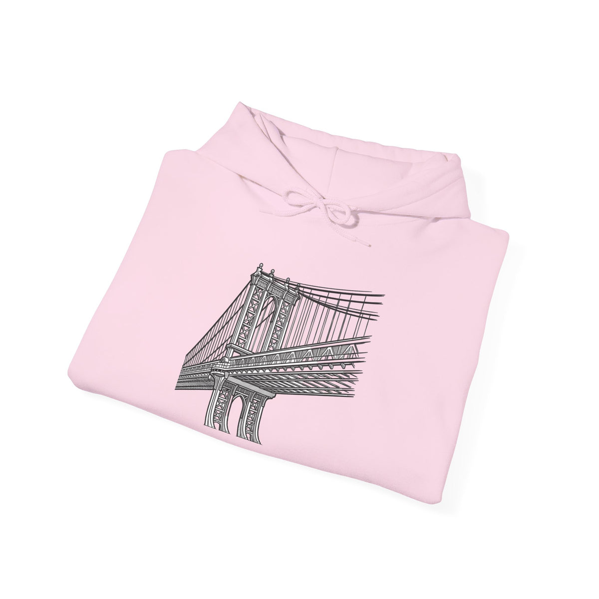 Manhattan Bridge Sketch Hoodie — New York City Bridge Pullover Hooded Sweatshirt