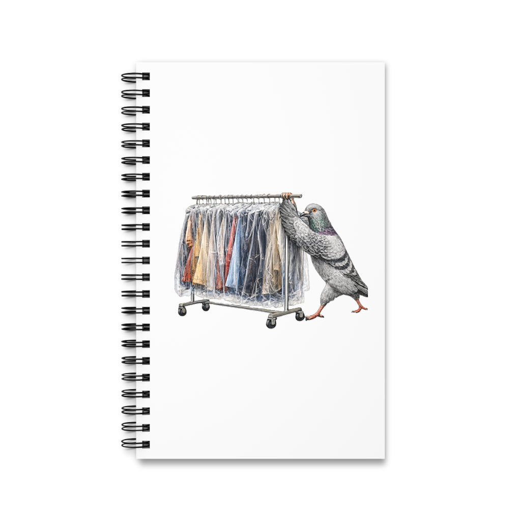 Customizable Garment District NYC Pigeon Spiral Journal | New York Fashion Industry Worker Bird Lovers Notebook