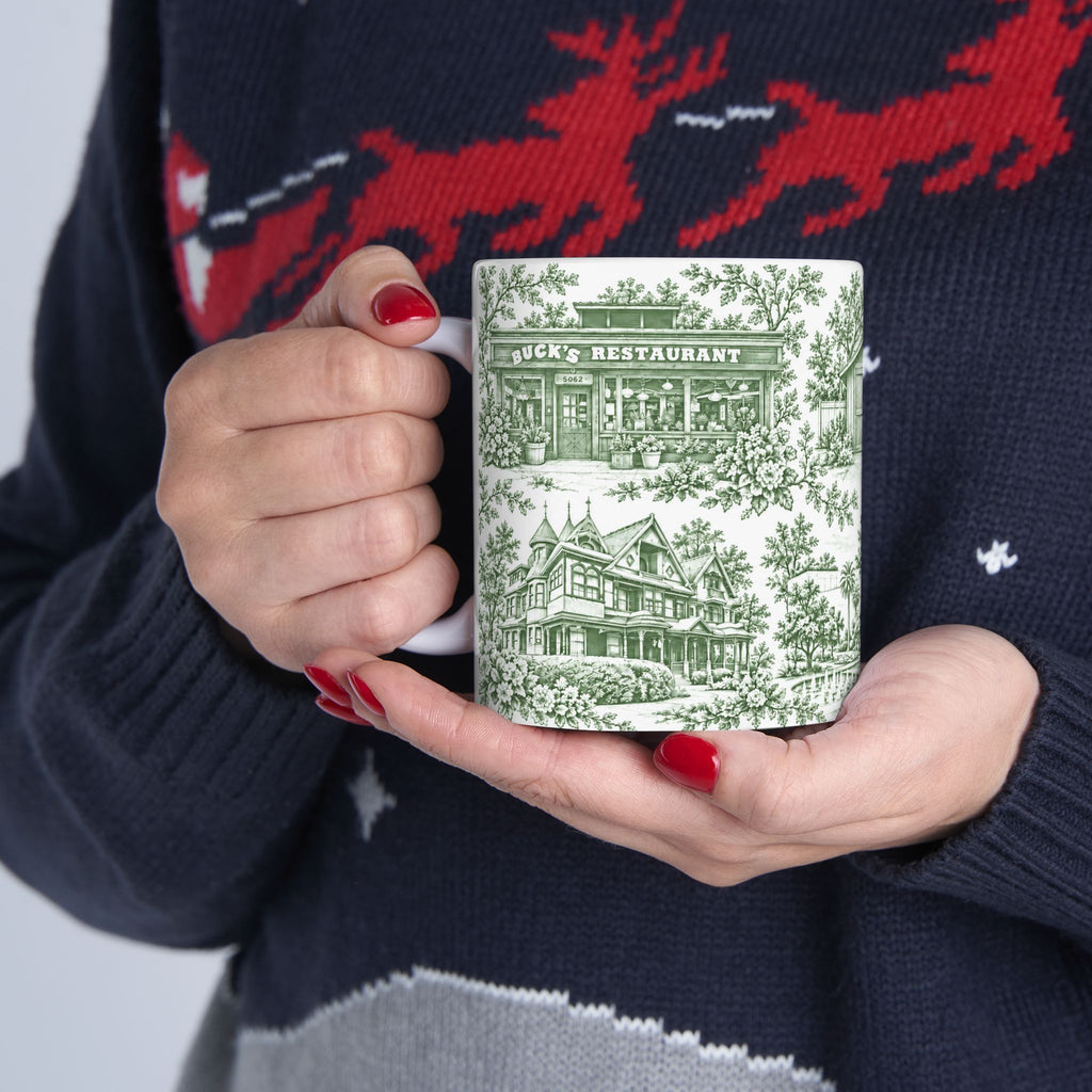 Silicon Valley Green Toile de Jouy 11oz Ceramic Mug