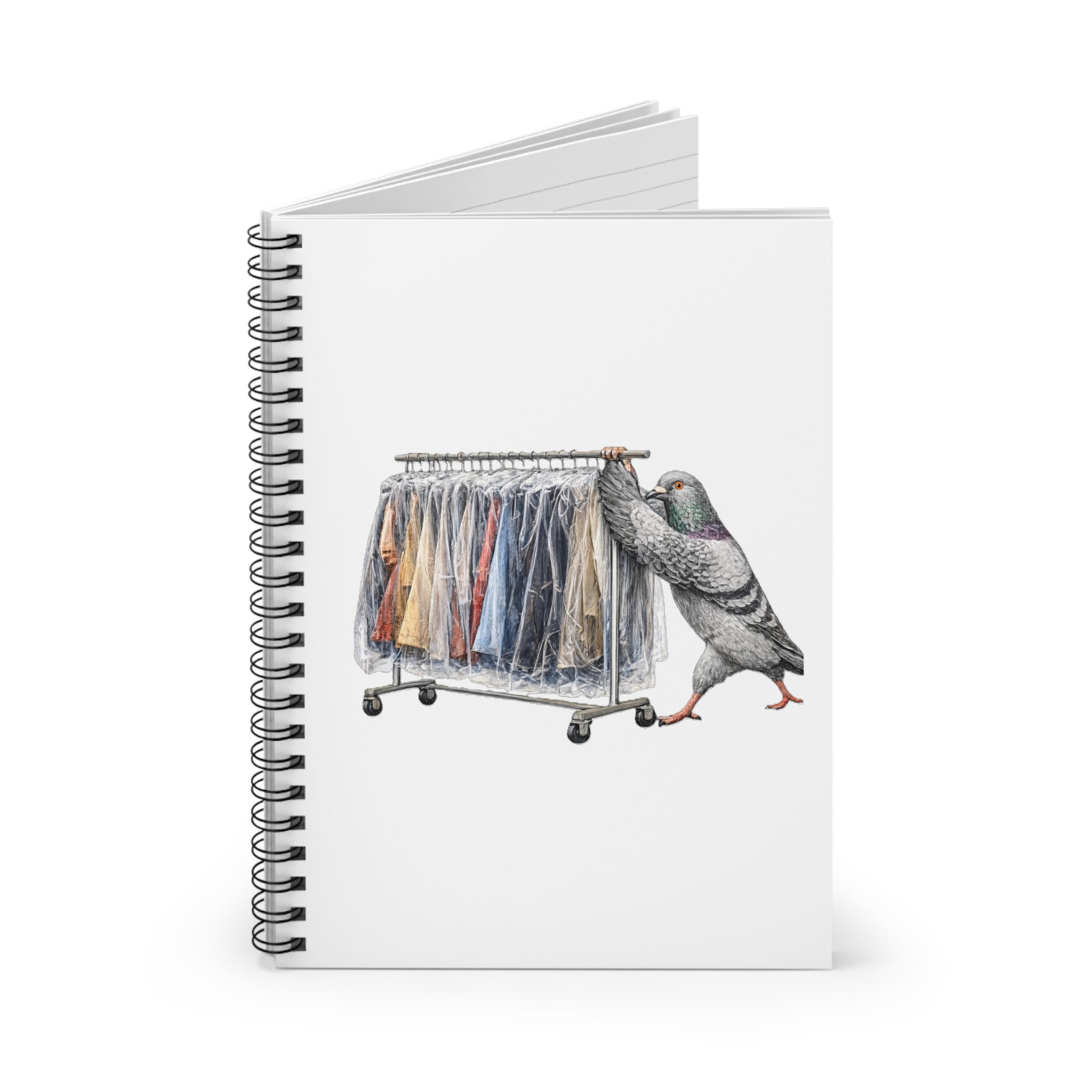 Customizable Garment District NYC Pigeon Spiral Journal | New York Fashion Industry Worker Bird Lovers Notebook