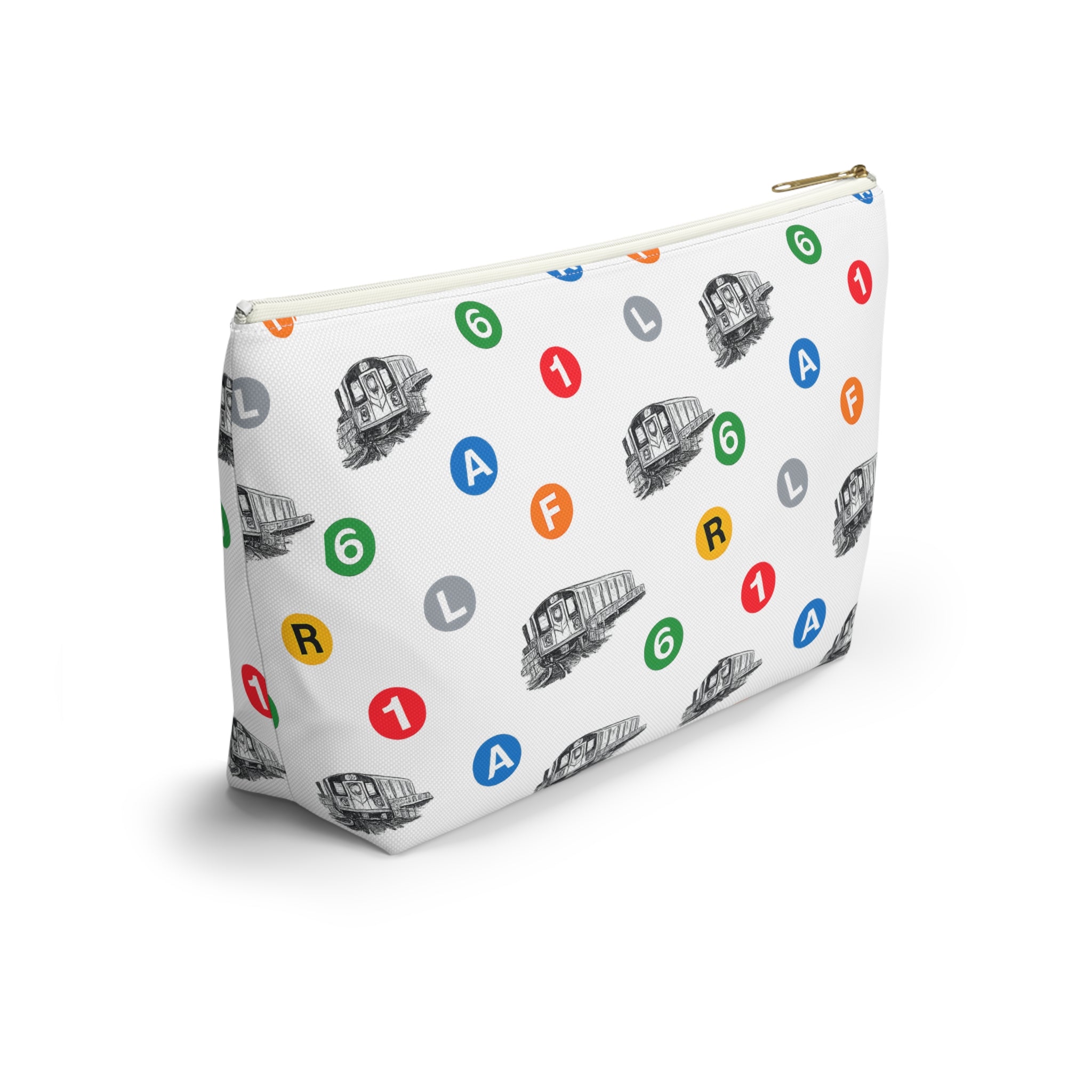 New York Subway Train Transit Icons Large Accessory Pouch — T-Bottom Makeup Bag