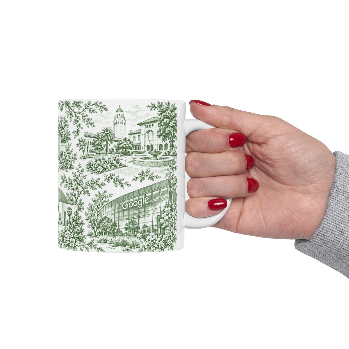 Silicon Valley Green Toile de Jouy 11oz Ceramic Mug
