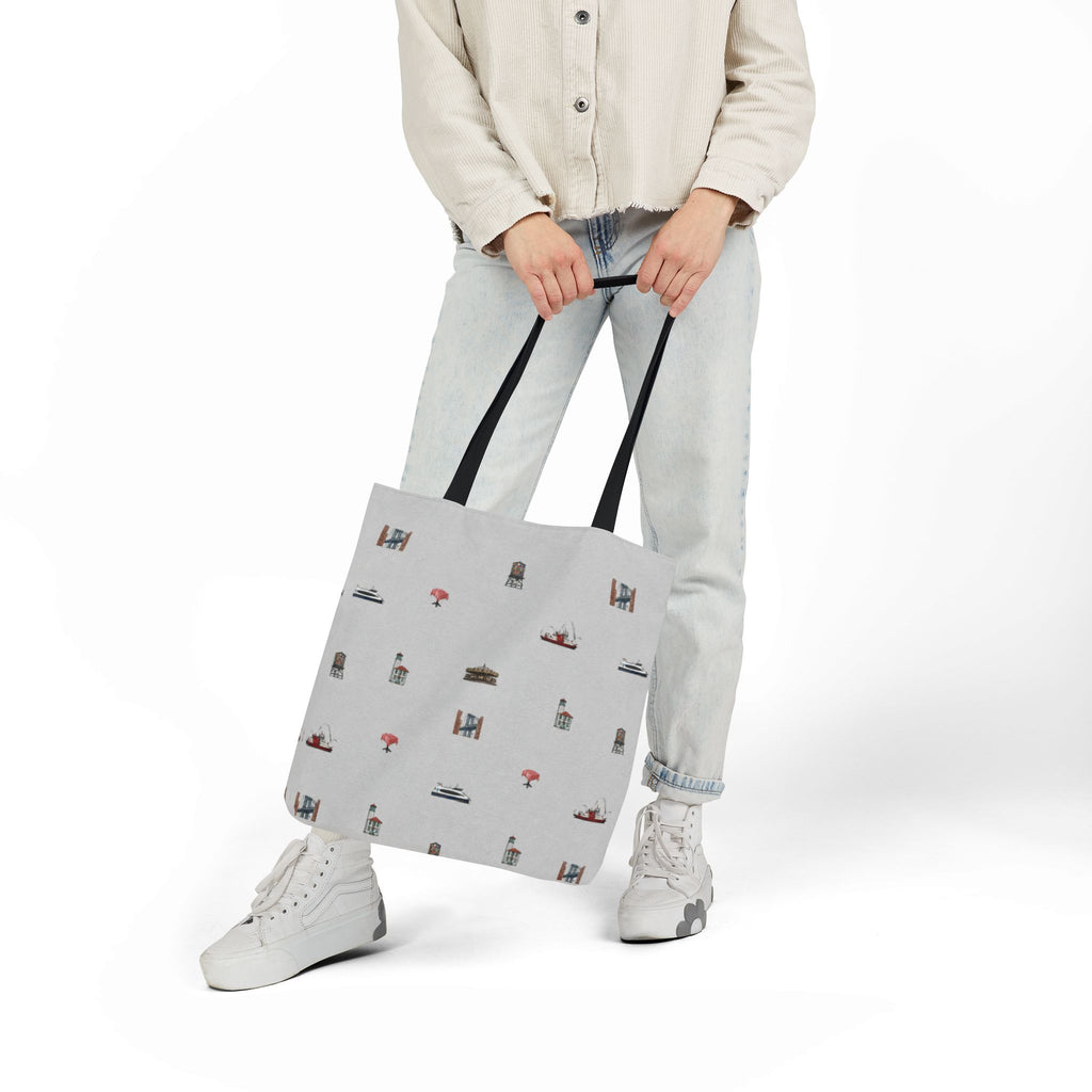 Icons of DUMBO Canvas Tote — Illustrated Miniature Brooklyn Icons Tote Bag