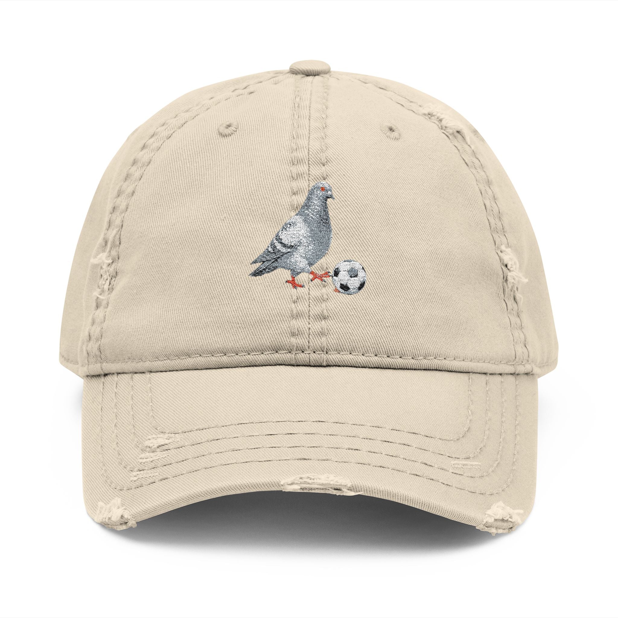 Corona NYC Pigeon Dad Hat – Distressed Embroidered New York Soccer Ball Cap