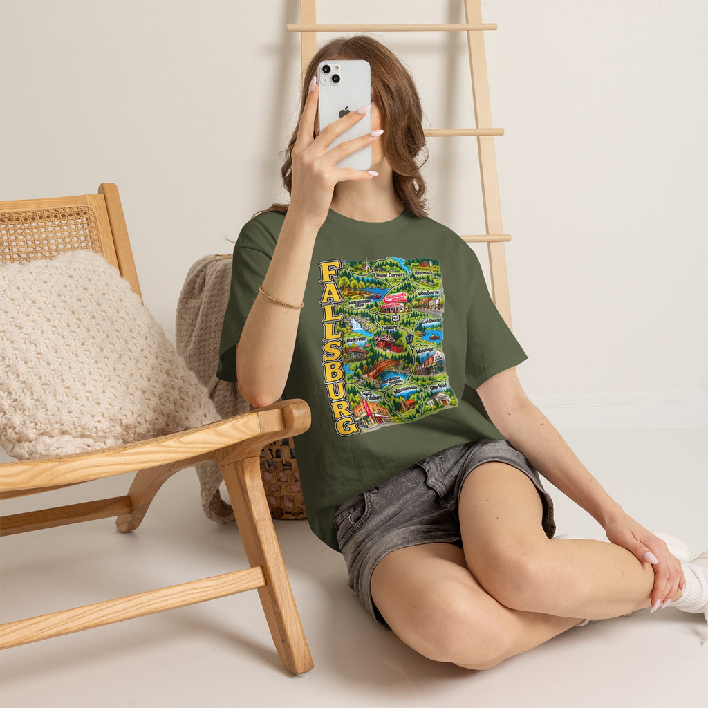 Fallsburg, NY Map T-Shirt  Catskills Upstate New York Tee