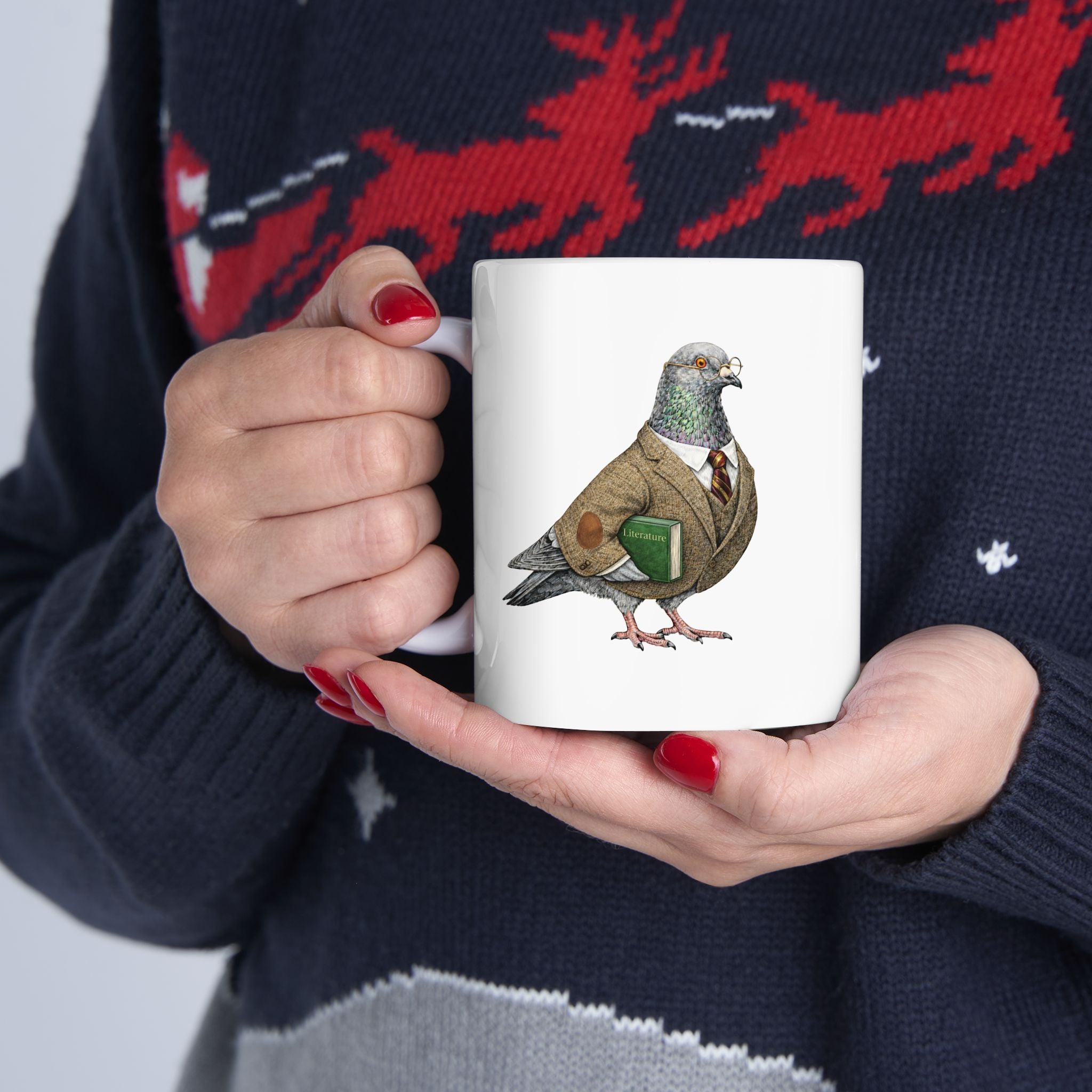 Customizable Morningside Heights NYC Pigeon Mug | New York Professor Bird Lovers Teacher's Gift Ceramic Coffee Cup