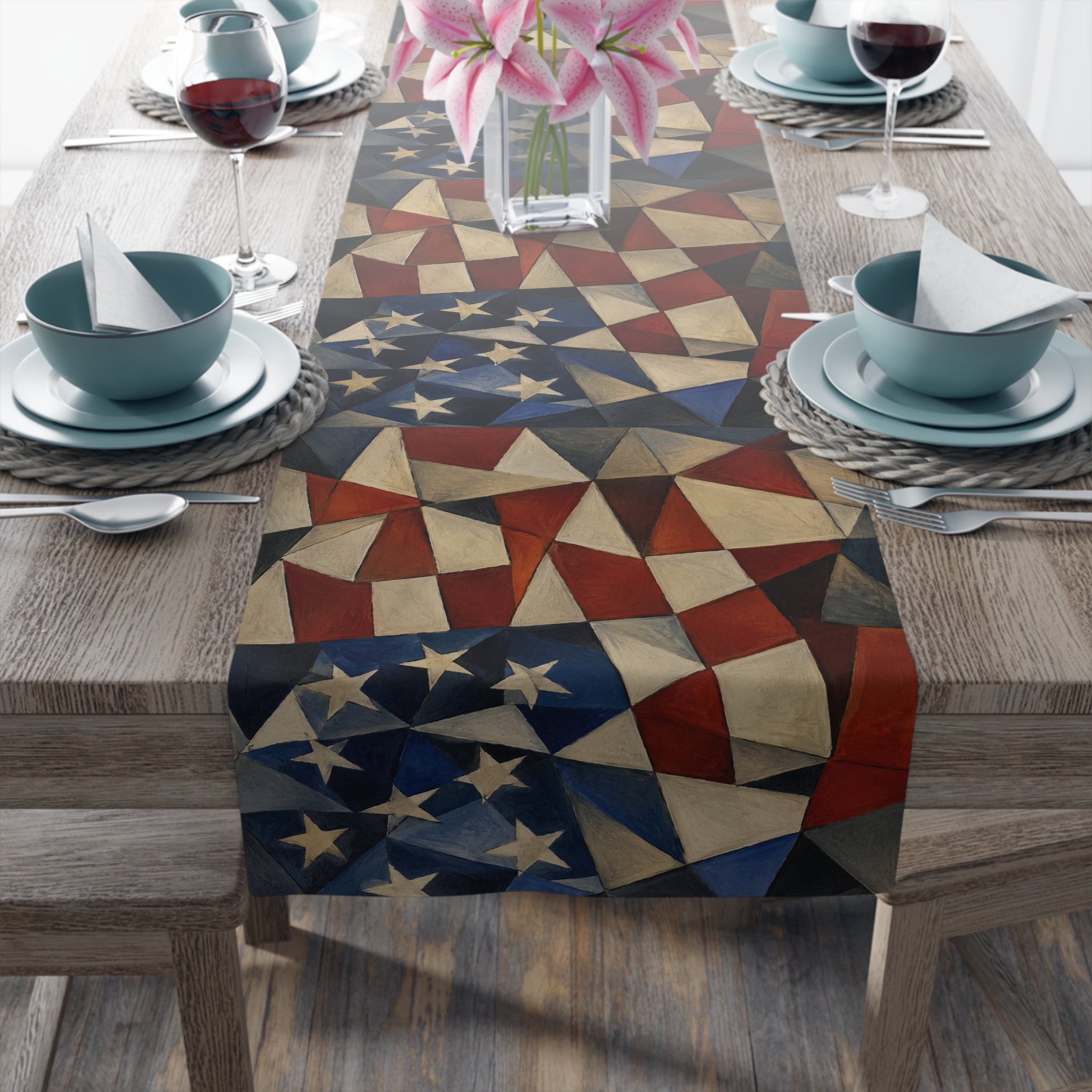 4th of July Table Runner — America 250 Red, White and Blue Table Runner