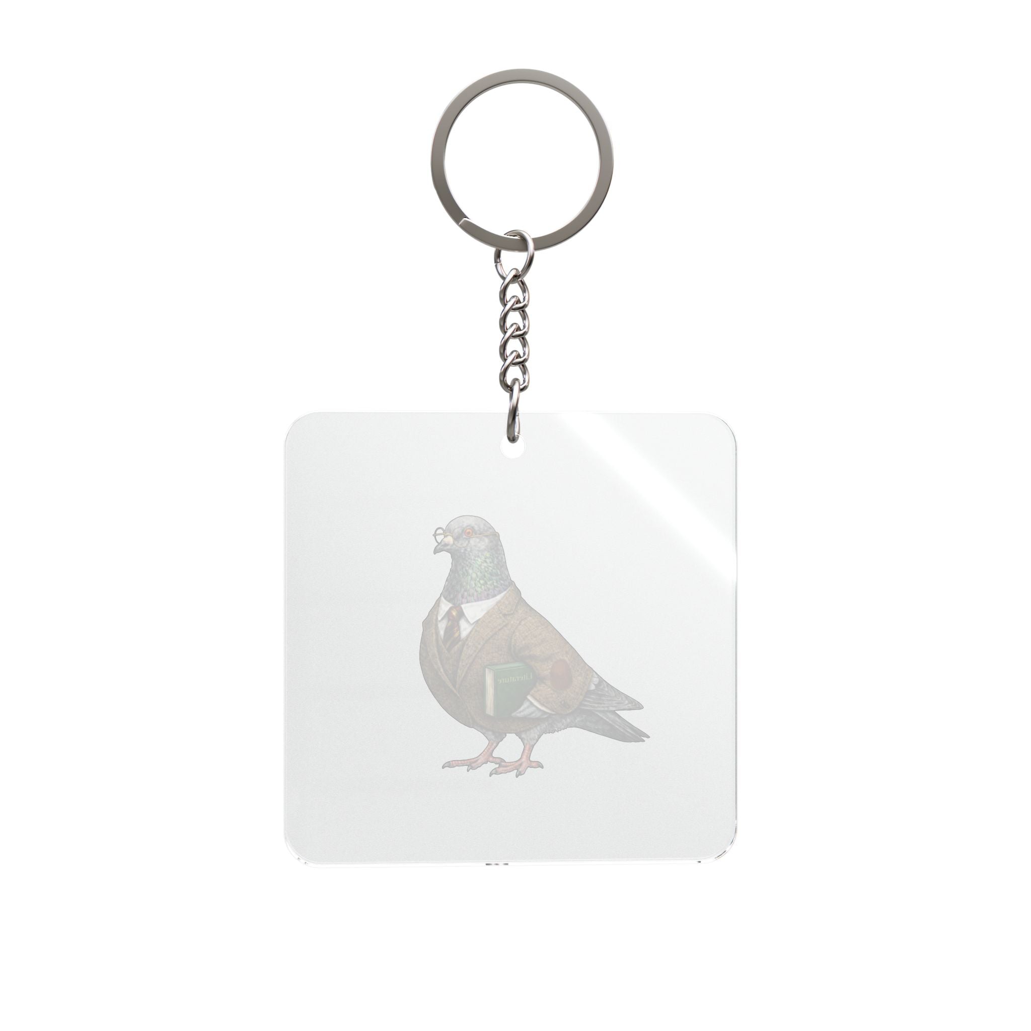 Customizable Morningside Heights NYC Pigeon Square Keychain | Manhattan University Professor Bird Lovers Keyring Gift
