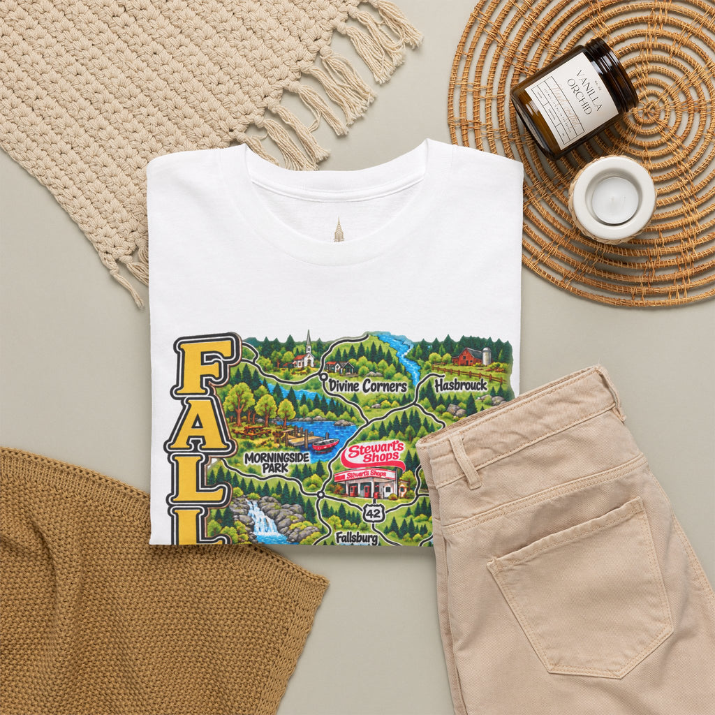 Fallsburg, NY Map T-Shirt  Catskills Upstate New York Tee