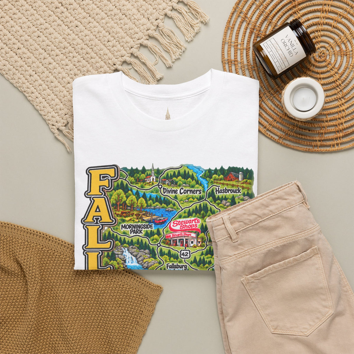 Fallsburg, NY Map T-Shirt  Catskills Upstate New York Tee