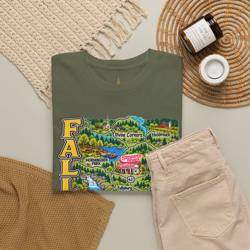 Fallsburg, NY Map T-Shirt  Catskills Upstate New York Tee