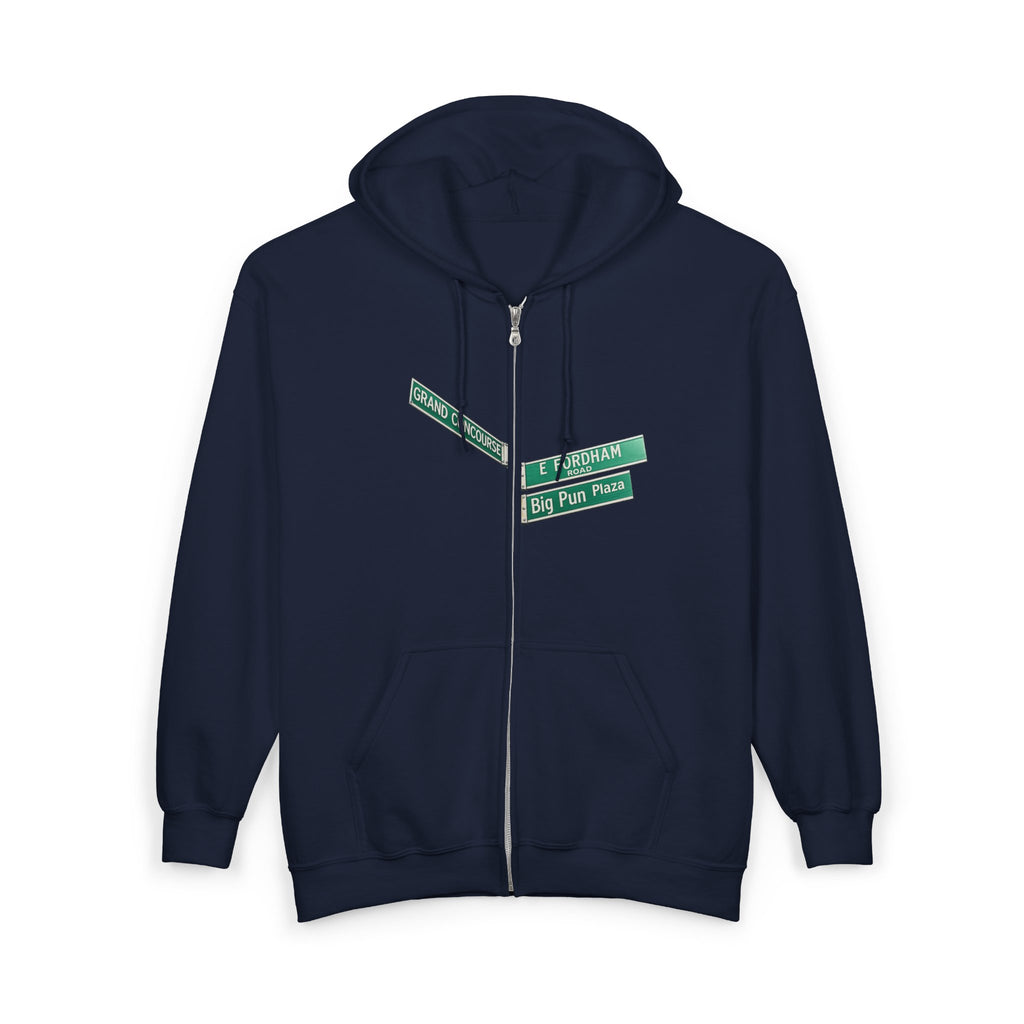 Bronx Street Sign Zip Up Hoodie   NYC Big Pun Grand Concourse Fordham Road Hooded Sweatshirt