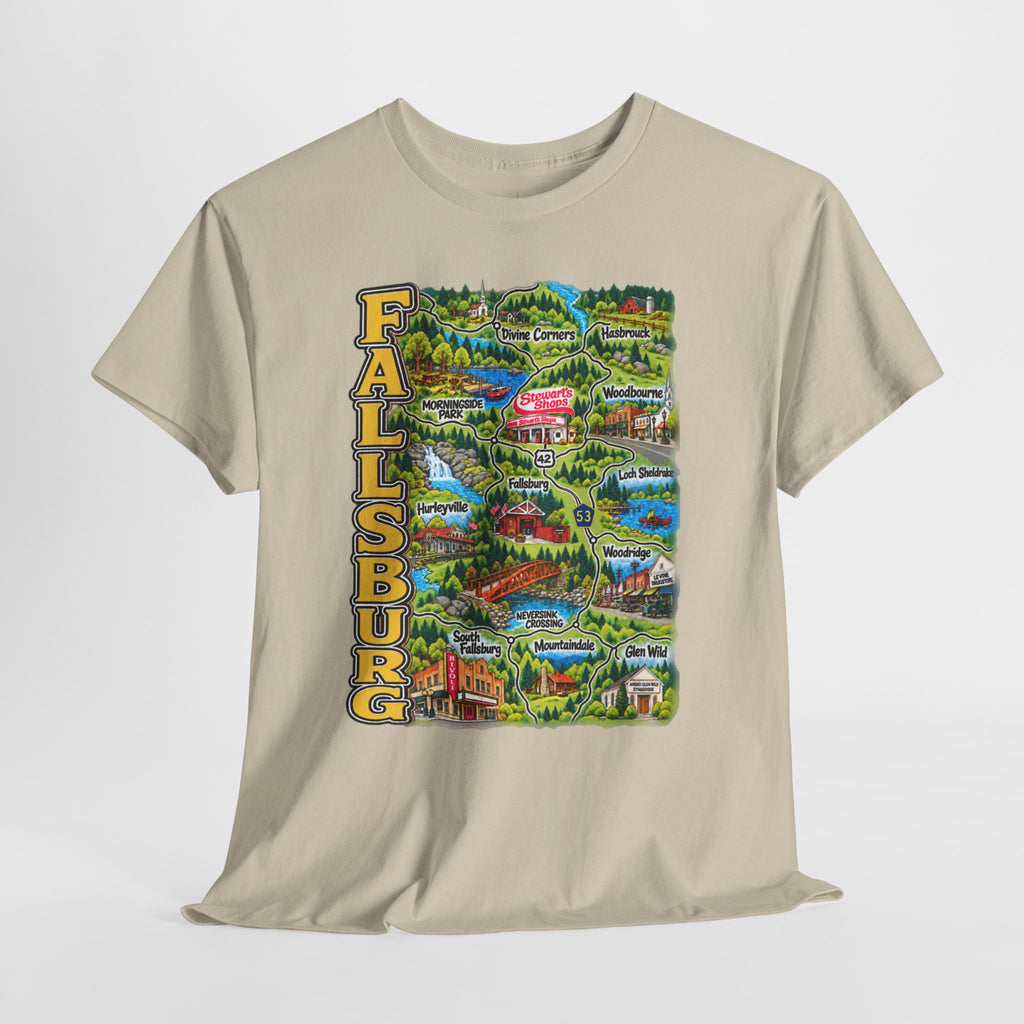 Fallsburg, NY Map T-Shirt  Catskills Upstate New York Tee