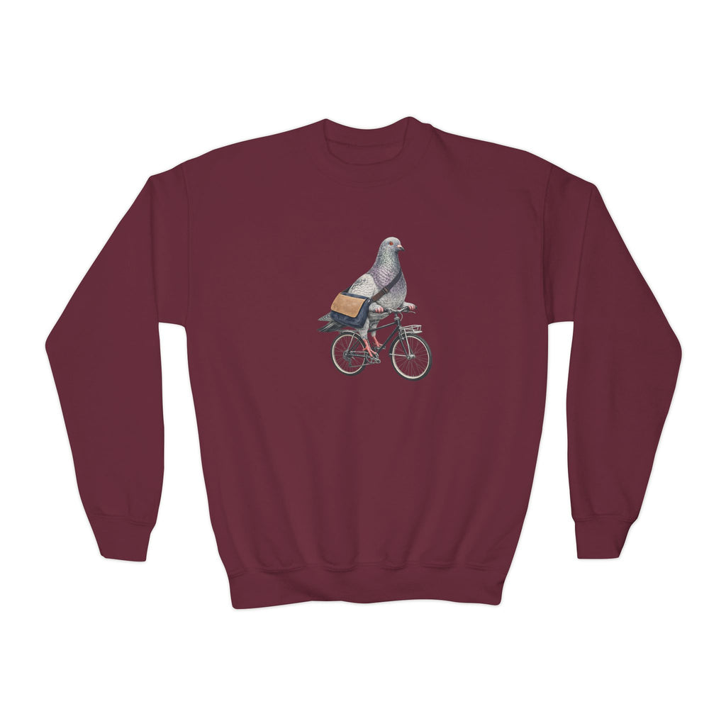 Sudadera de cuello redondo personalizable de Midtown NYC Pigeon NYC para niños    Suéter infantil de pájaro amante de las bicicletas de Nueva York