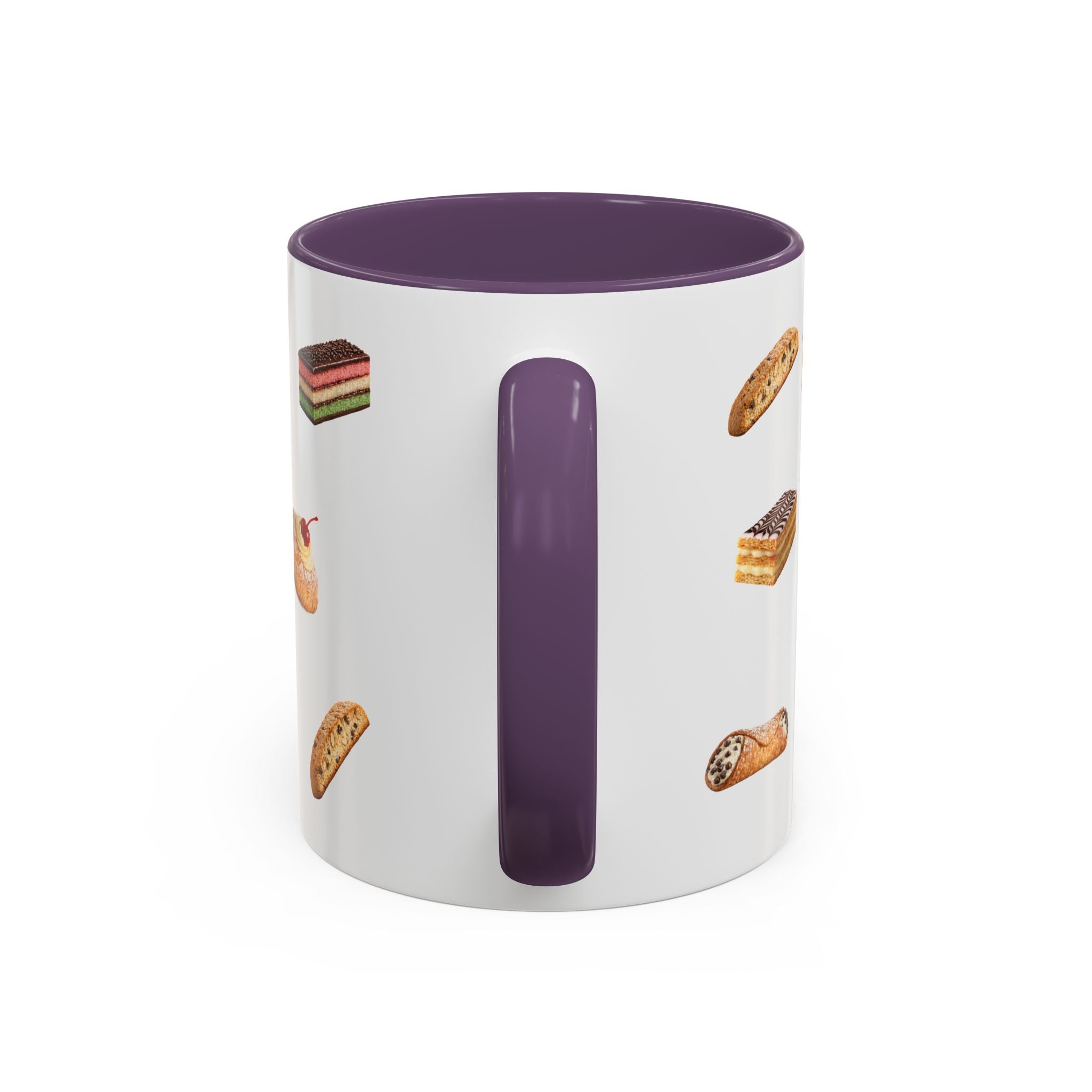 NYC Italian Bakery Pattern Accent Mug | Cannoli Rainbow Cookie Zeppoli Tiramisu Biscotti Napoleon 11oz Ceramic Coffee Cup