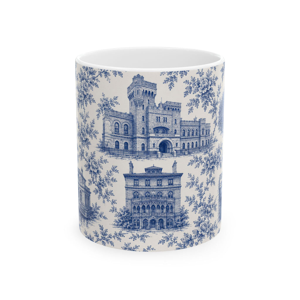 Park Slope Blue Toile de Jouy Mug | NYC Chinoiserie Ceramic Coffee Cup