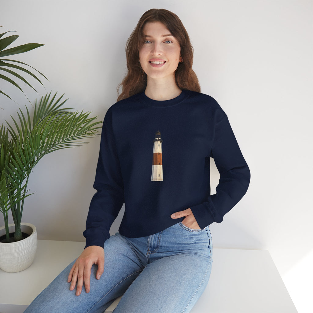 Montauk Lighthouse Minimalist Crewneck Sweatshirt — Montauk Coastal Nautical Graphic Sweater