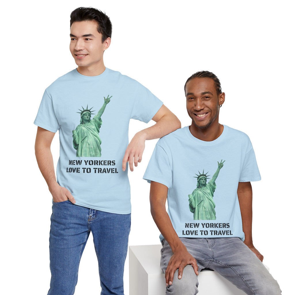 New Yorkers Love To Travel Statue of Liberty Three Points T-Shirt | NYC Jalen Brunson Basketball 3 Point Shot Tee