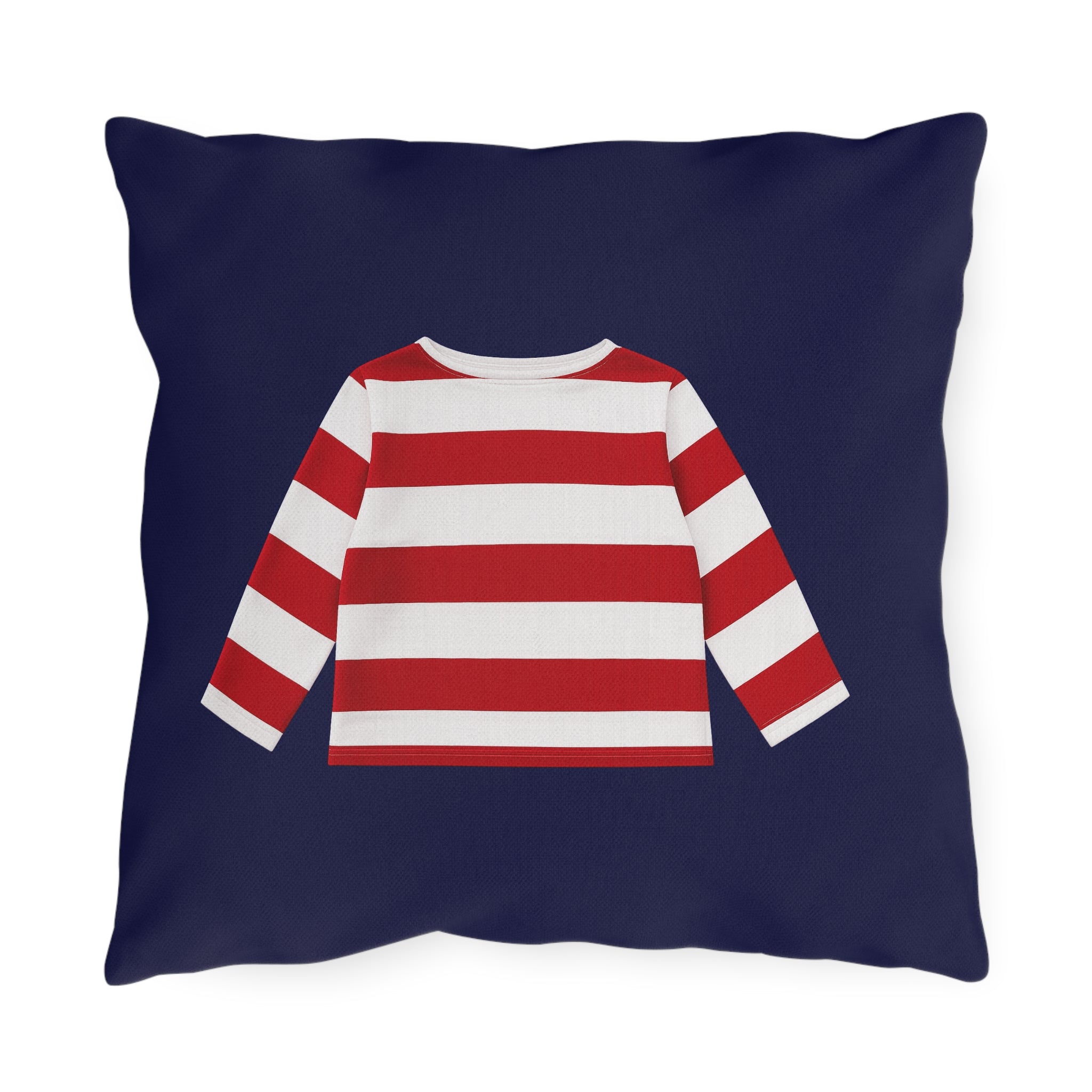 Sailor Kid Breton Navy Outdoor Pillow  – Cozy Hamptons Patio Throw Cushion