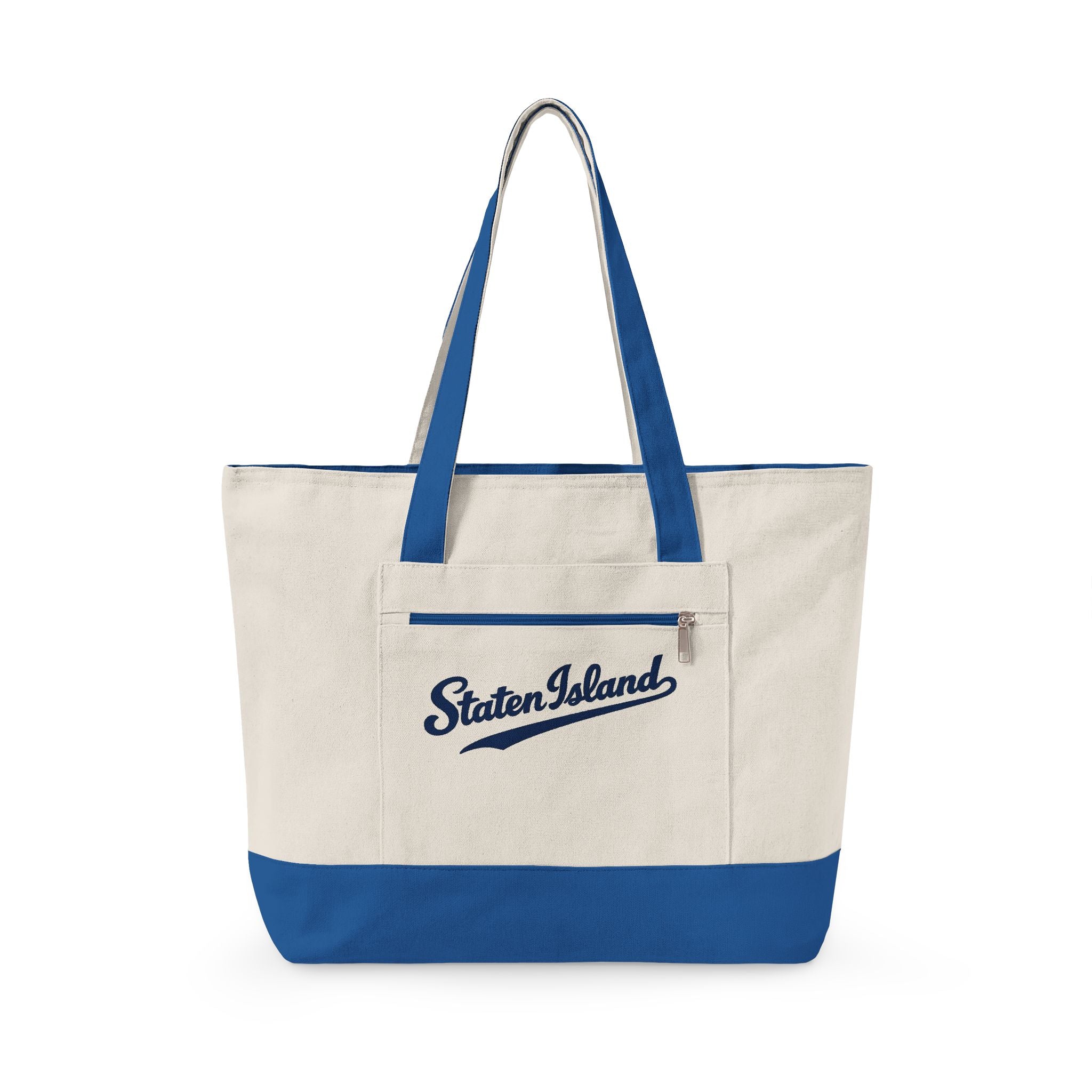Staten Island Canvas Tote — Zippered Market Bag