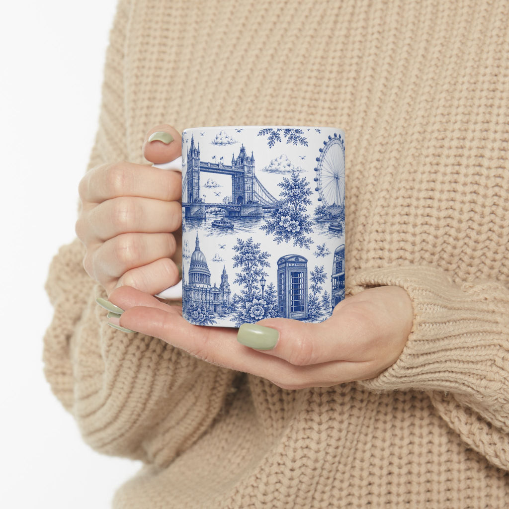 London Blue Toile du Jouy Ceramic Mug – Vintage London Icons (11oz)