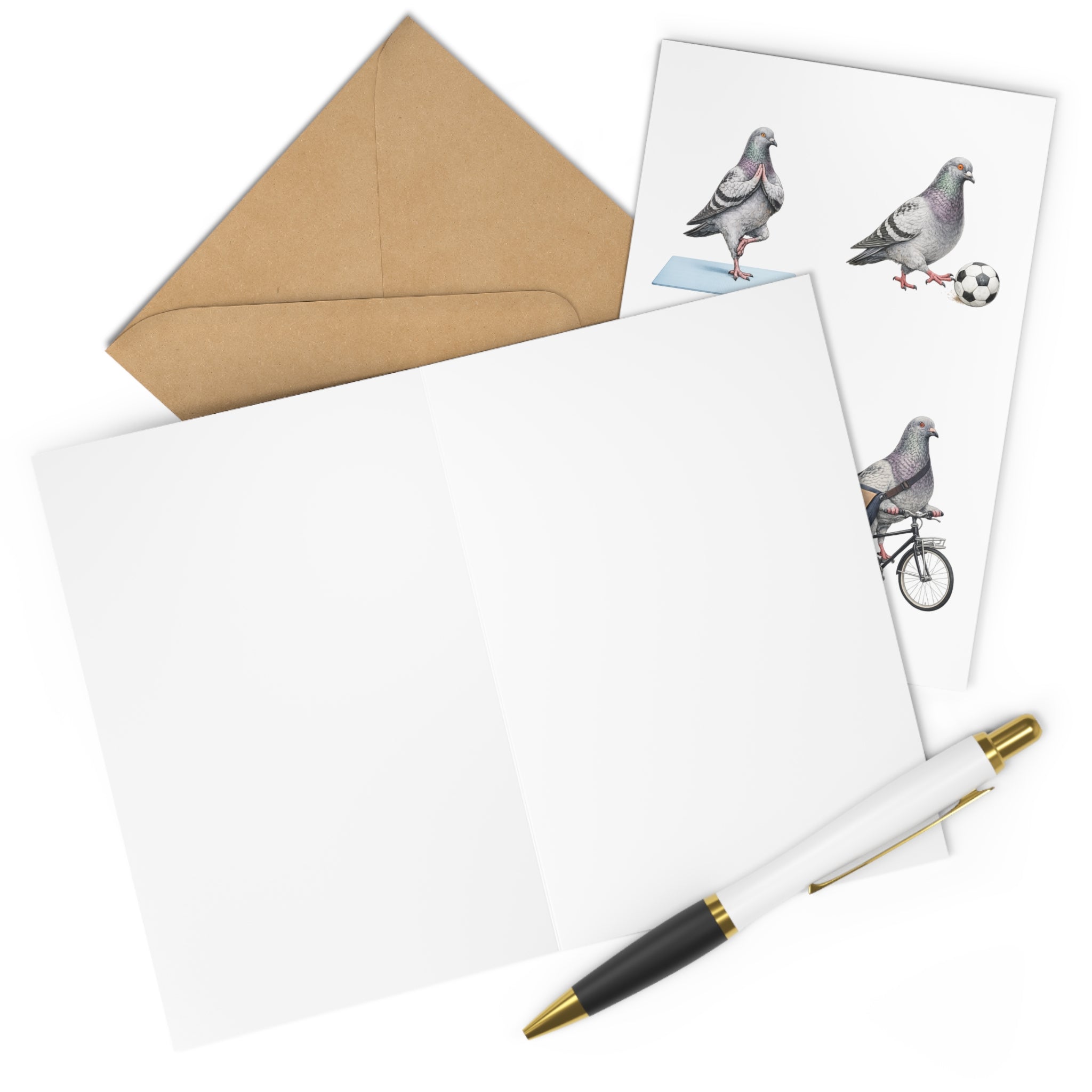 Get Well Soon NYC Pigeon Greeting Cards | Active Lifestyle Well Wishes Bird Lover Card Soccer Tennis Cycling Yoga Pack of 7