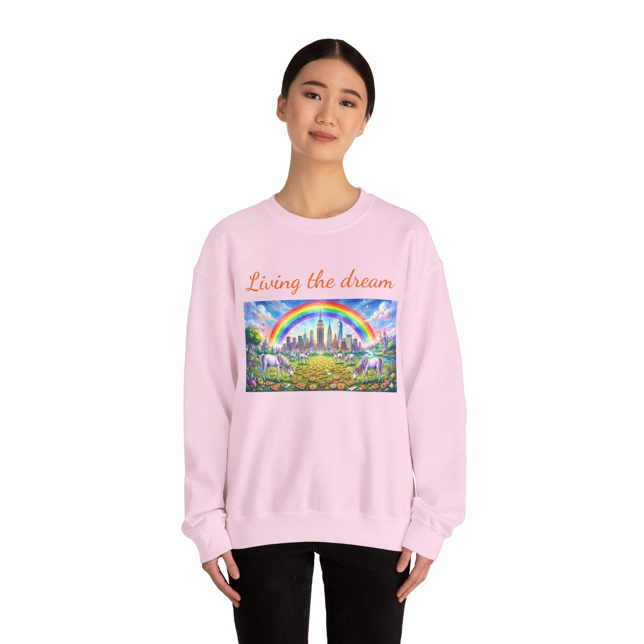 NYC Living the Dream Sweatshirt  New York Is a Fairy Tale Rainbows and Unicorns Sweater