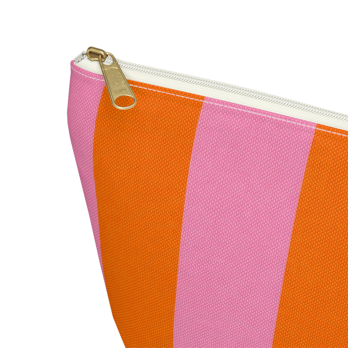 Customizable Striped Accessory Pouch — Pink & Orange T-Bottom Makeup Bag 2