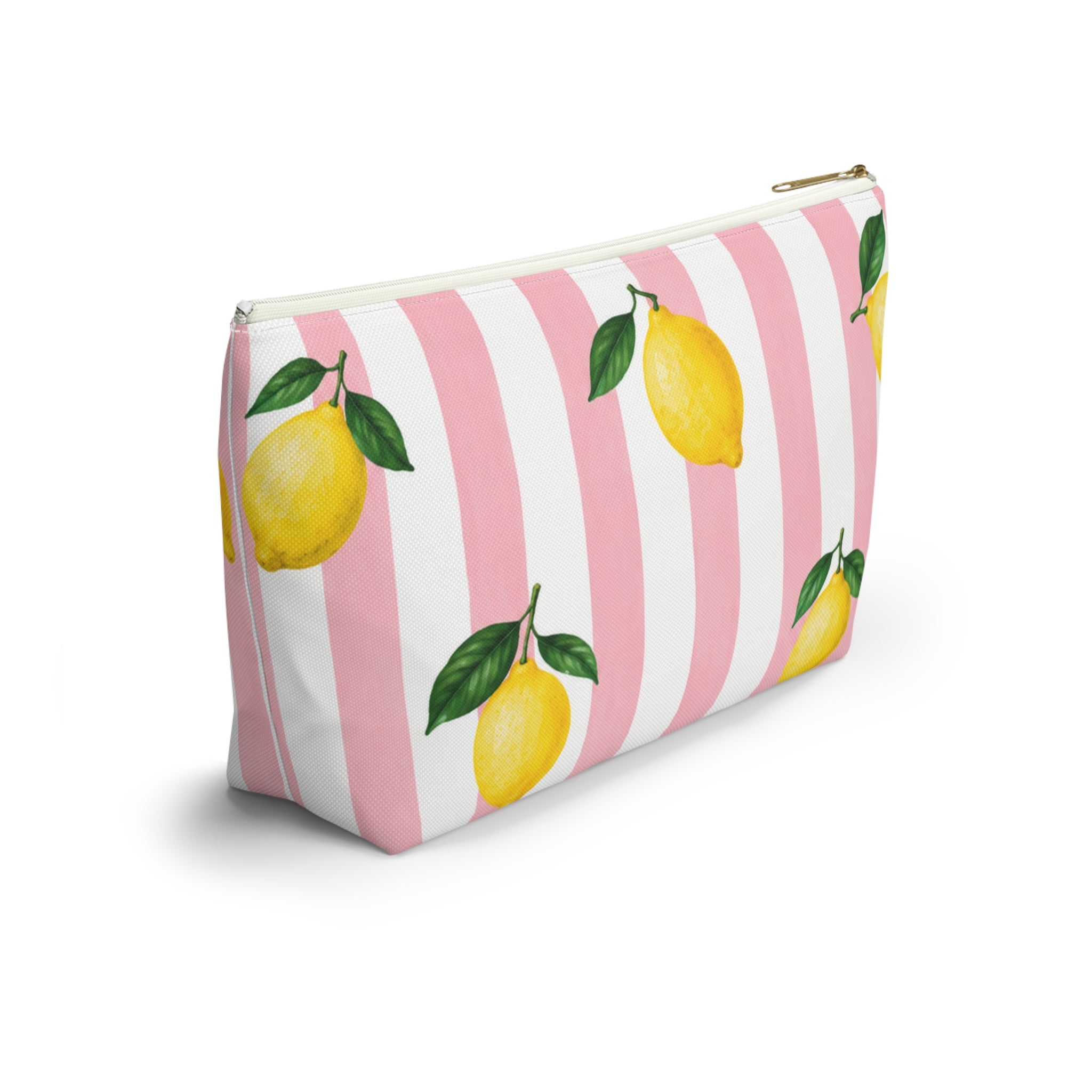 Little Italy Amalfi Pink and White with Lemon Tile Pouch —  T-Bottom Travel Bag