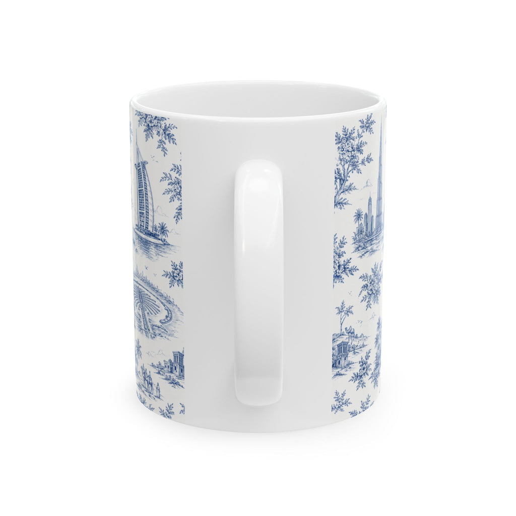 Dubai Blue Toile de Jouy Ceramic Mug — Ceramic 11oz Coffee Cup