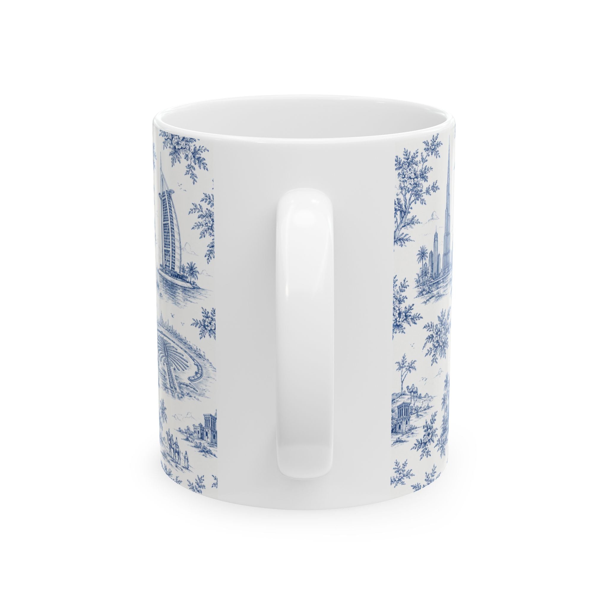 Dubai Blue Toile de Jouy Ceramic Mug — Ceramic 11oz Coffee Cup
