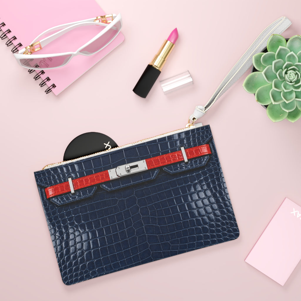 Canal Street Navy Croc Clutch Bag — Elegant Wristlet Purse for Evening & Gifts