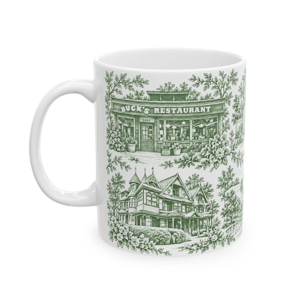 Silicon Valley Green Toile de Jouy 11oz Ceramic Mug