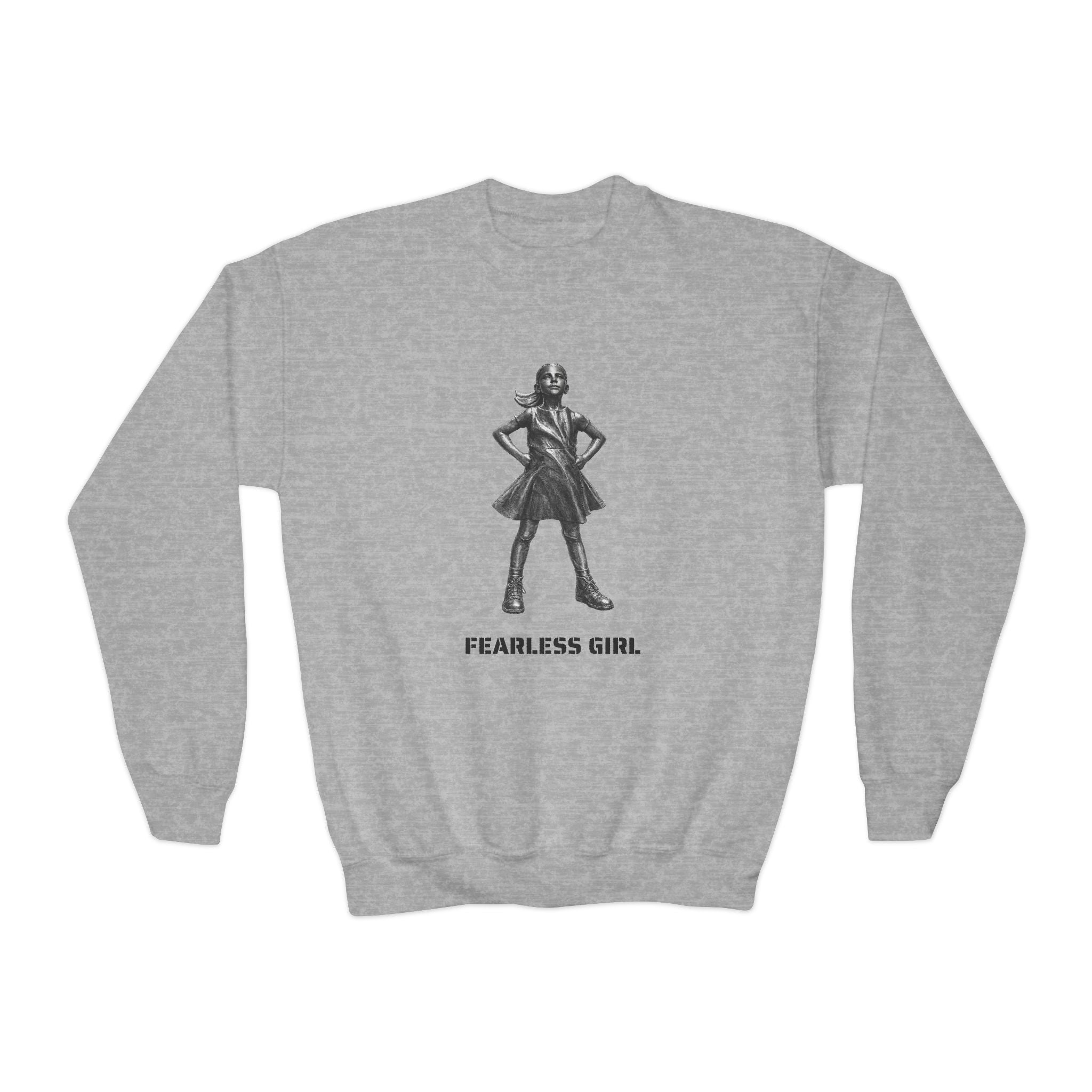 Fearless Girl NYC Kids Sweatshirt | Feminist Girl Power Stance New York Childrens Crewneck Sweater