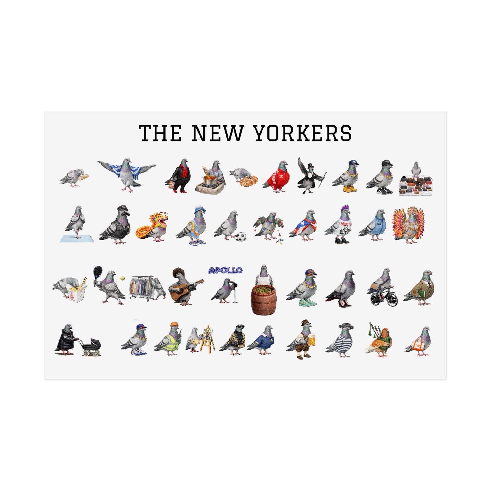 The New Yorkers Neighborhood Pigeons Rolled Poster | NYC Pigeon Gift for Bird Lovers