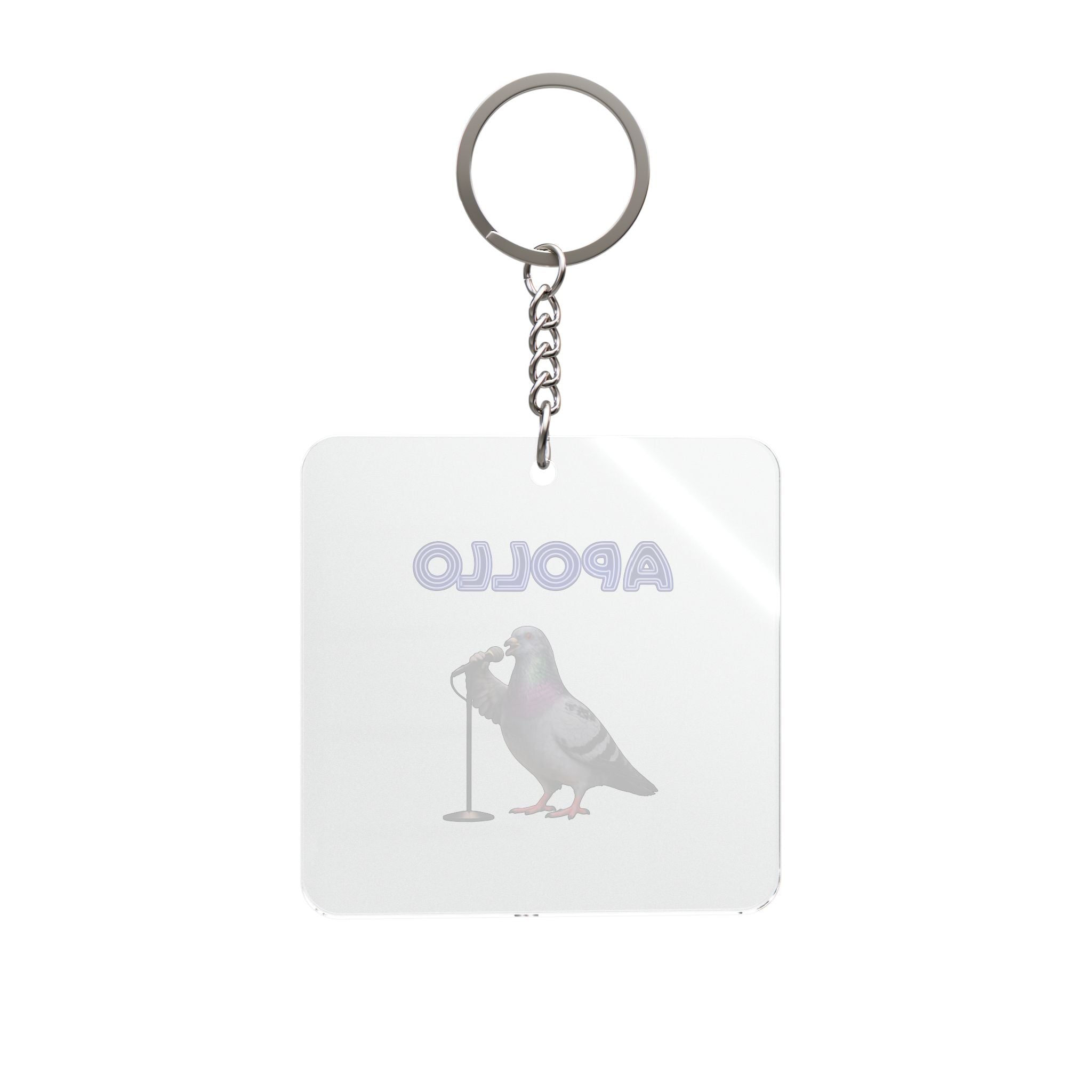 Customizable Harlem NYC Pigeon Square Keychain | Manhattan Entertainer Comedian Bird Lovers Keyring Gift