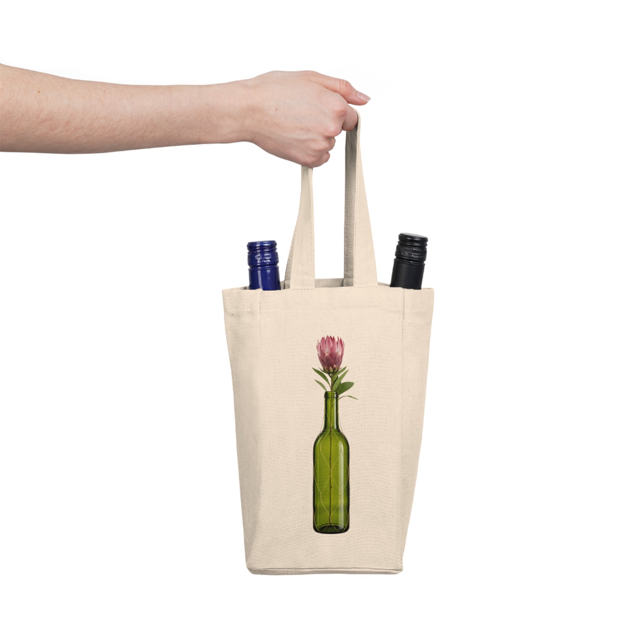 Customizable Double Wine Gift Tote Bag — Two Wine Bottle Carrier Tote for Dinner Party Gifts