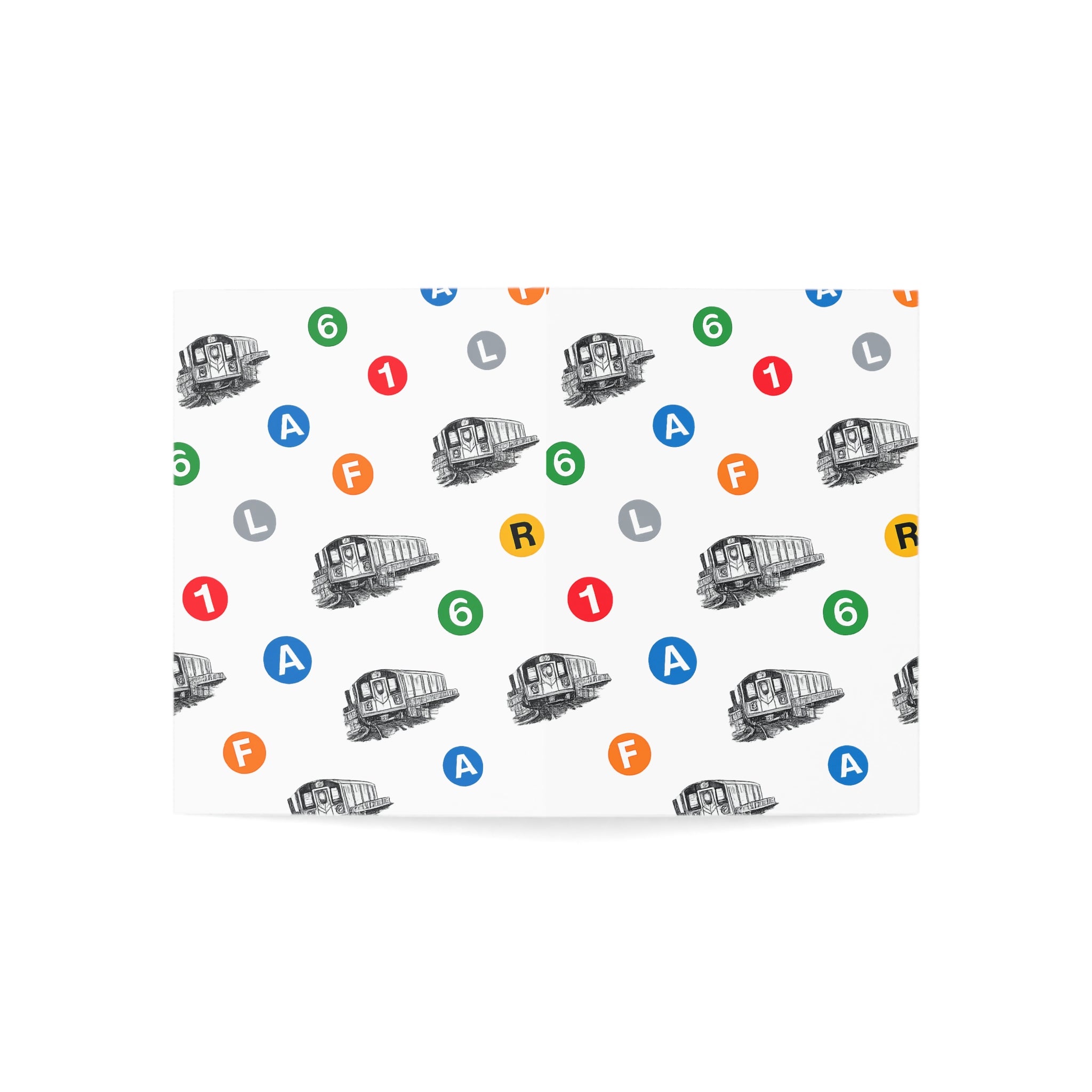 New York Subway Train Transit Icons Greeting Cards | NYC Metro Subway Pattern Blank Note Card Set