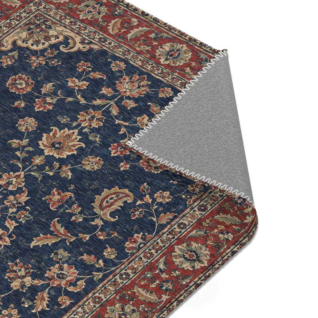 NoMad Area Rug — Blue and Red Oriental Design Decorative Doormat