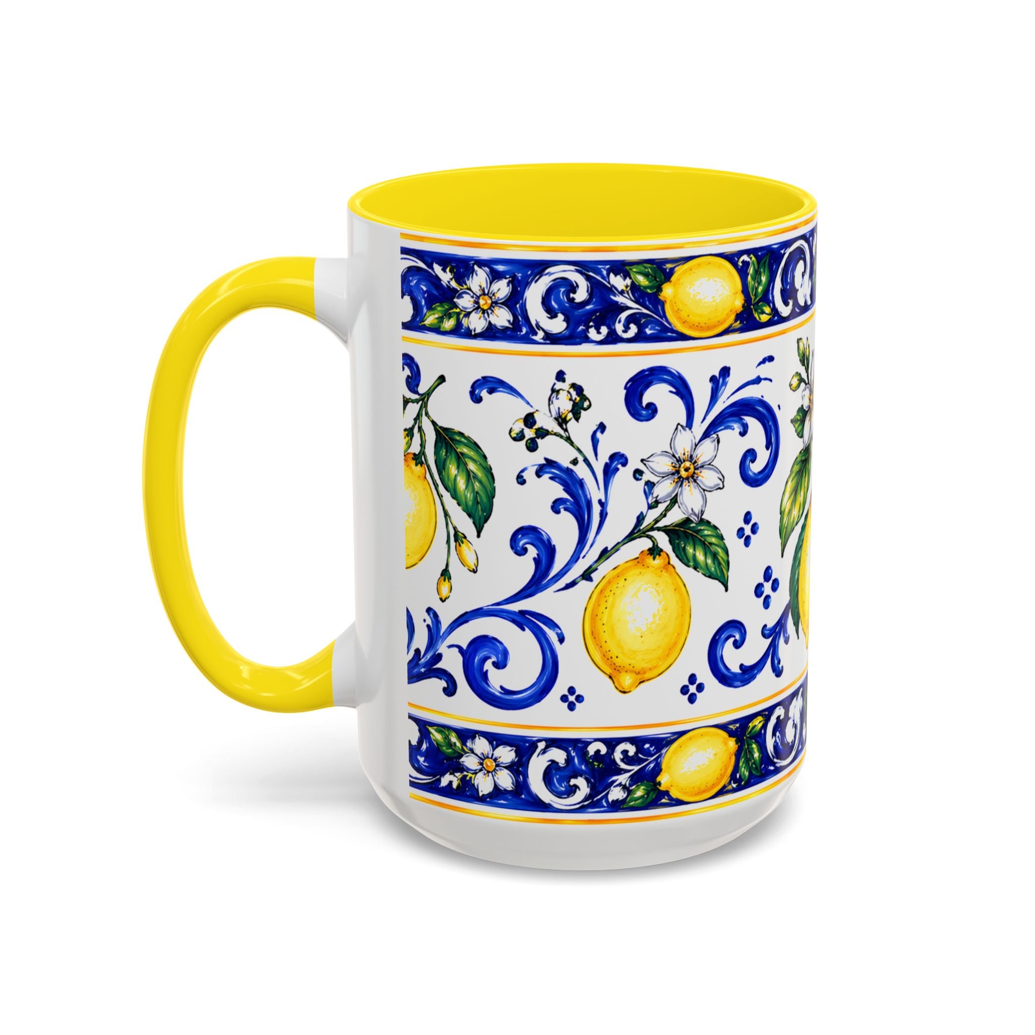 Little Italy Amalfi Blue with Lemon Mug — Blue Ceramic Kitchen Mug (11oz)